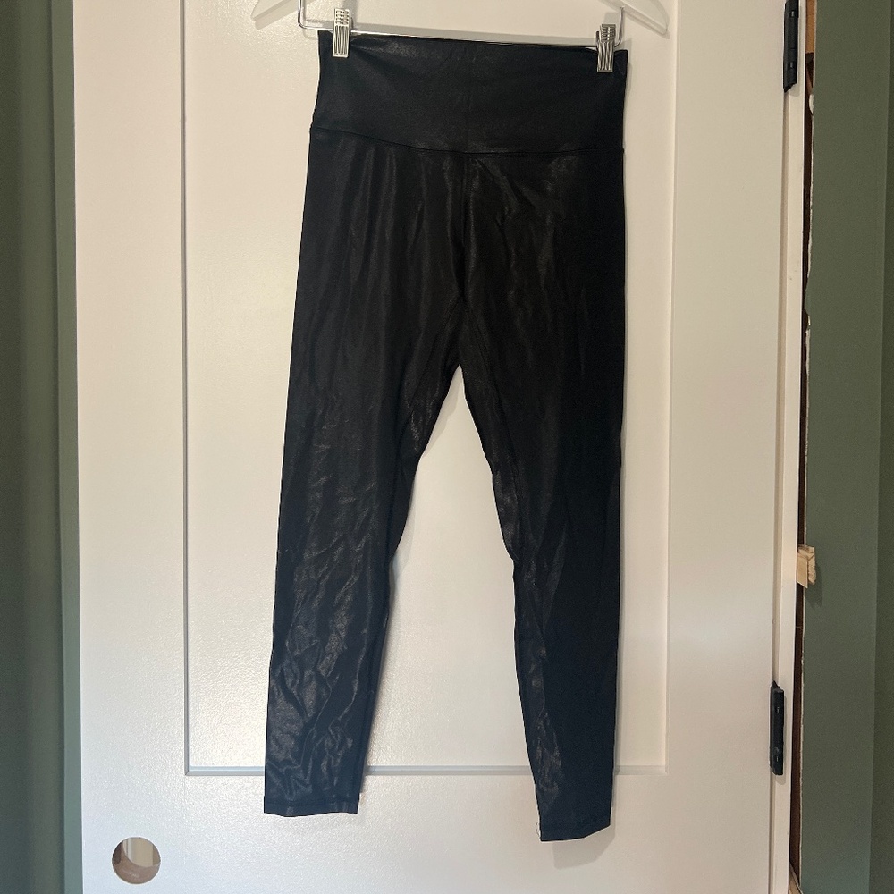 Black faux leather leggings